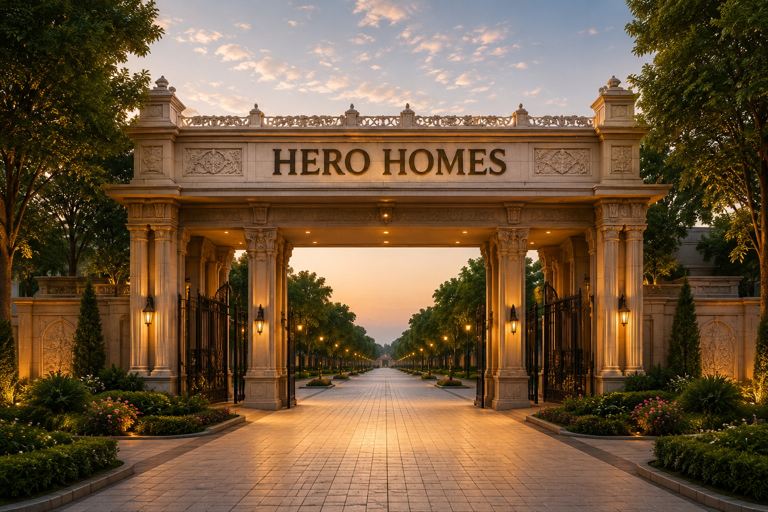 Hero Homes Plots Vrindavan entrance gate under construction