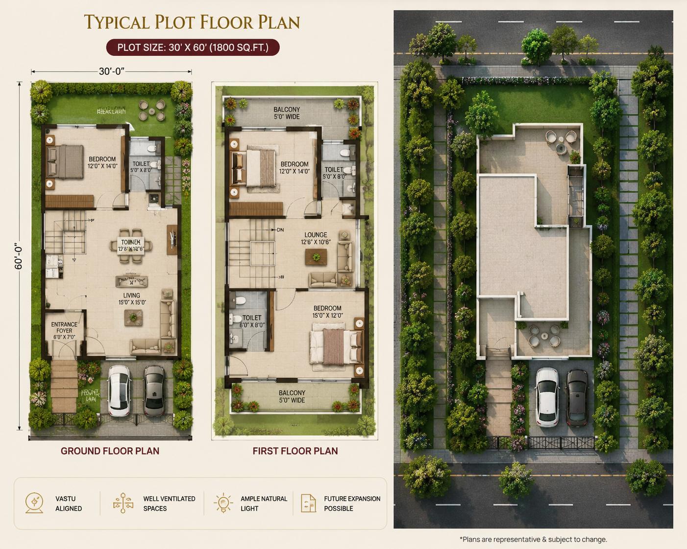 Sample floor plan for a residential plot in the Vrindavan township
